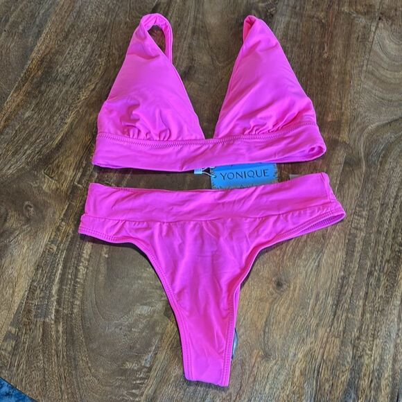 Yonique Two Piece High Waisted Thong Bikini Set Small - Picture 6 of 8